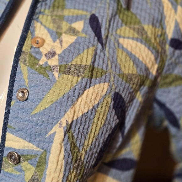 Quilted Vintage ALFRED DUNNER Blue Green & White Leaf Pattern Jacket sz 12P - Picture 6 of 12